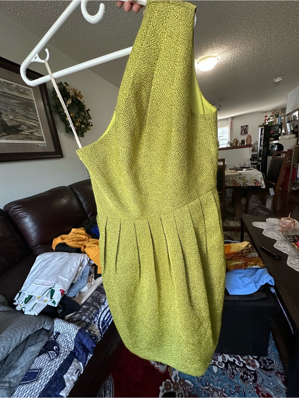 Halston Heritage Lime Green One-Shoulder Dress